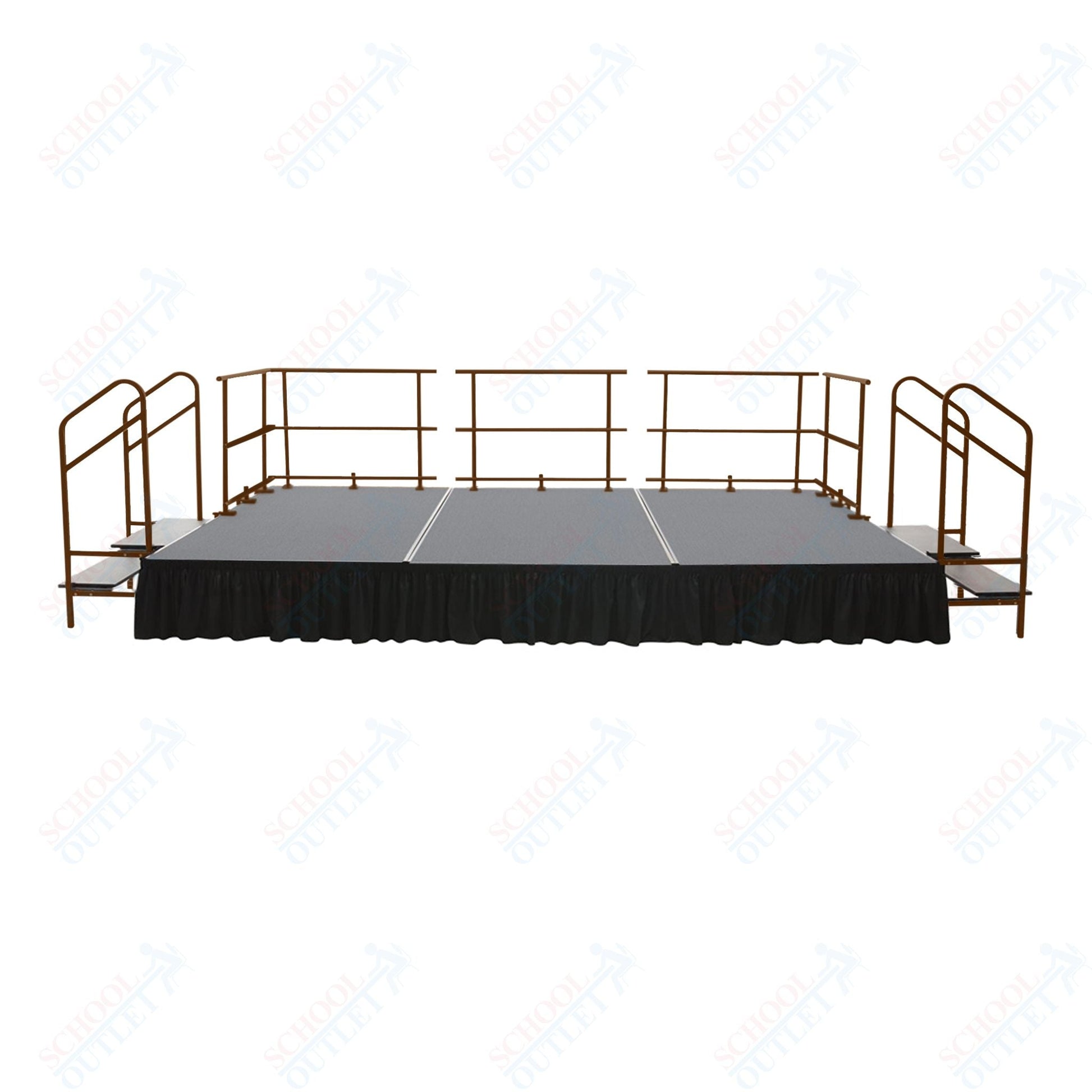 AmTab Adjustable Height Stage Set - Polypropylene Top - 8'W x 16'L x 1.5 - 2'H (96"W x 192"L x Adjustable 16" to 24"H) (AmTab AMT - STAS081624P) - SchoolOutlet