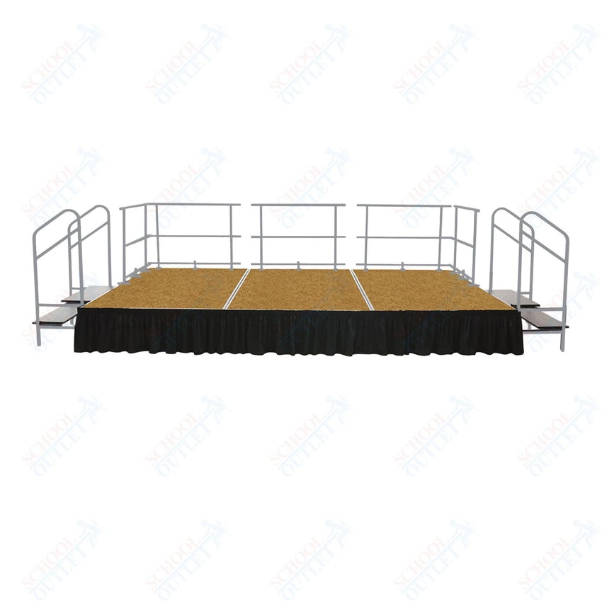 AmTab Adjustable Height Stage Set - Hardboard Top - 12'W x 16'L x 1.5 - 2'H (144"W x 192"L x Adjustable 16" to 24"H) (AmTab AMT - STAS121624H) - SchoolOutlet