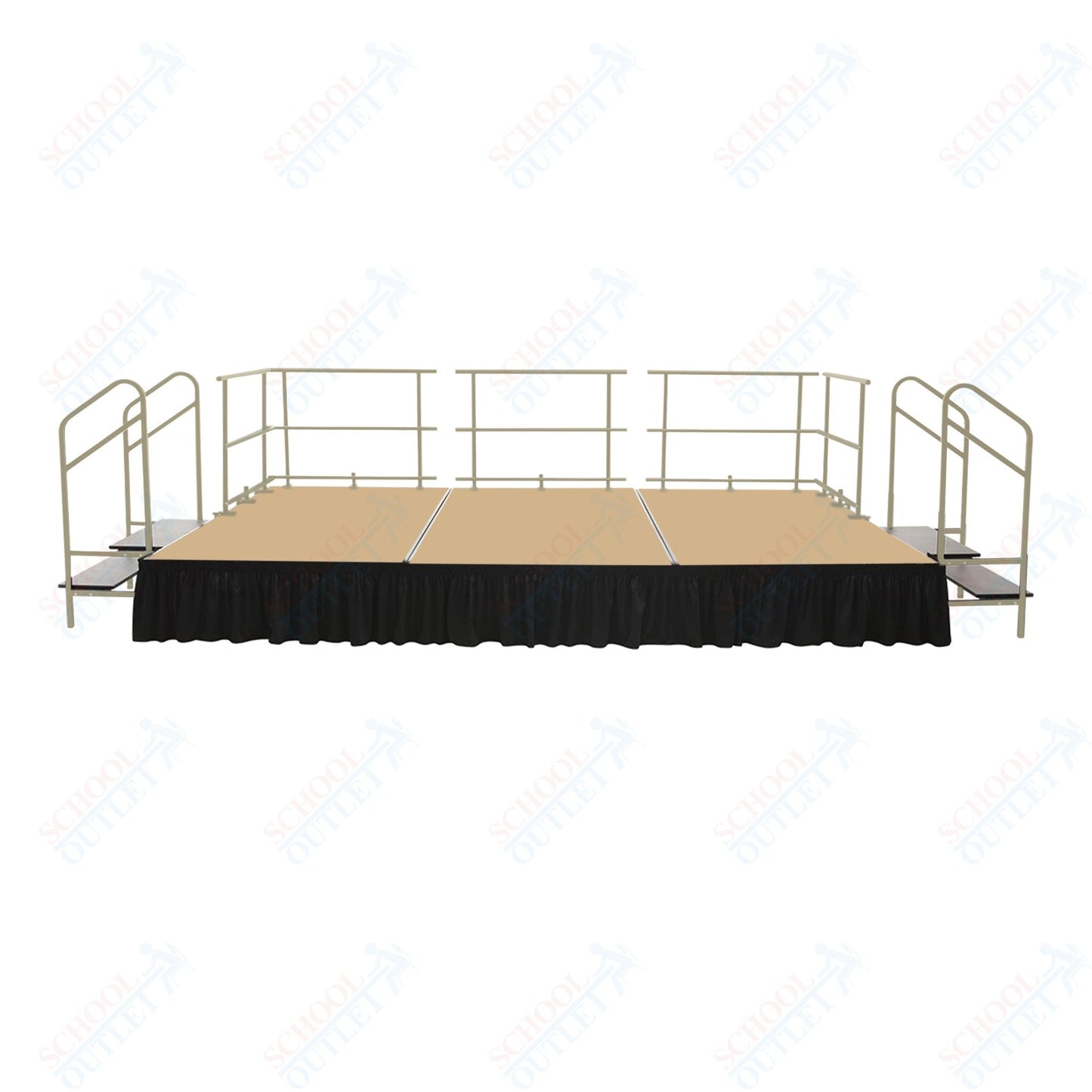 AmTab Adjustable Height Stage Set - Carpet Top - 12'W x 24'L x 1.5 - 2'H (144"W x 288"L x Adjustable 16" to 24"H) (AmTab AMT - STAS122424C) - SchoolOutlet