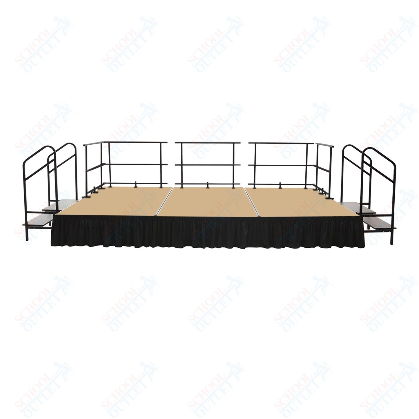 AmTab Adjustable Height Stage Set - Carpet Top - 12'W x 24'L x 1.5 - 2'H (144"W x 288"L x Adjustable 16" to 24"H) (AmTab AMT - STAS122424C) - SchoolOutlet