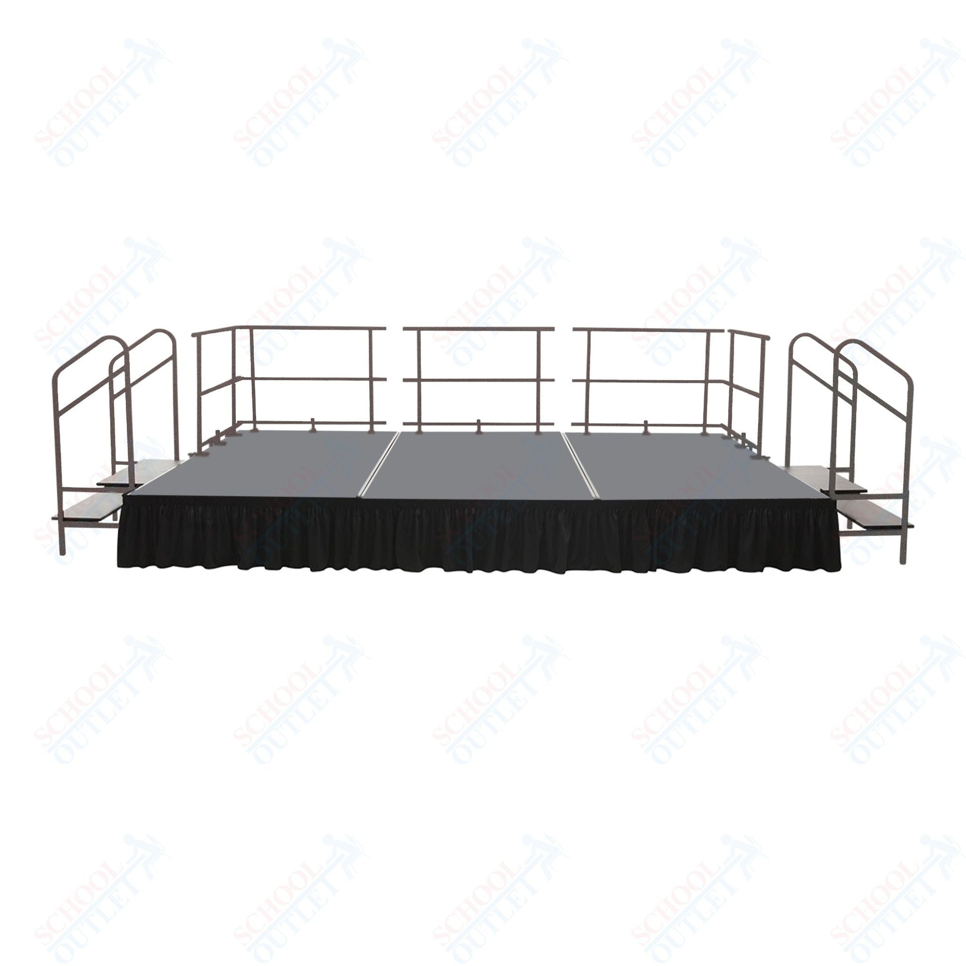 AmTab Adjustable Height Stage Set - Carpet Top - 12'W x 24'L x 1.5 - 2'H (144"W x 288"L x Adjustable 16" to 24"H) (AmTab AMT - STAS122424C) - SchoolOutlet