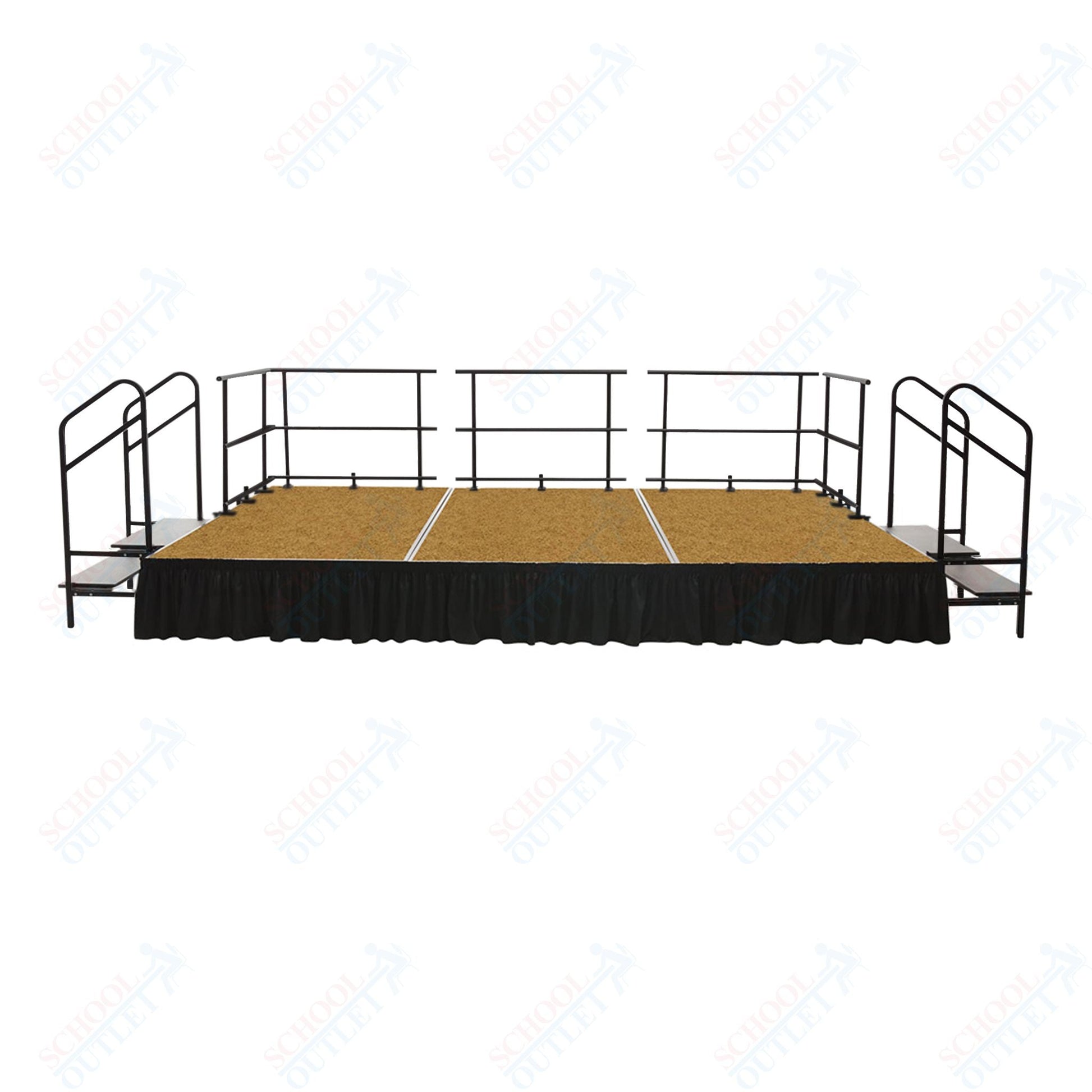 AmTab Adjustable Height Stage Set - Hardboard Top - 12'W x 24'L x 1.5 - 2'H (144"W x 288"L x Adjustable 16" to 24"H) (AmTab AMT - STAS122424H) - SchoolOutlet