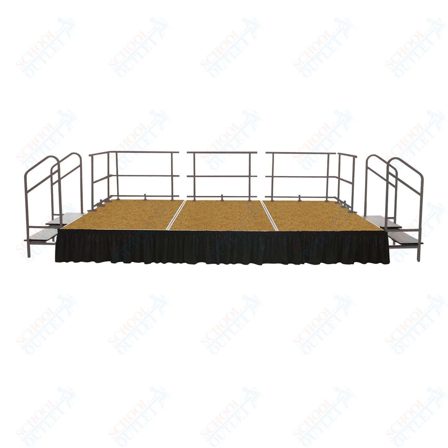 AmTab Adjustable Height Stage Set - Hardboard Top - 12'W x 32'L x 1.5 - 2'H (144"W x 384"L x Adjustable 16" to 24"H) (AmTab AMT - STAS123224H) - SchoolOutlet