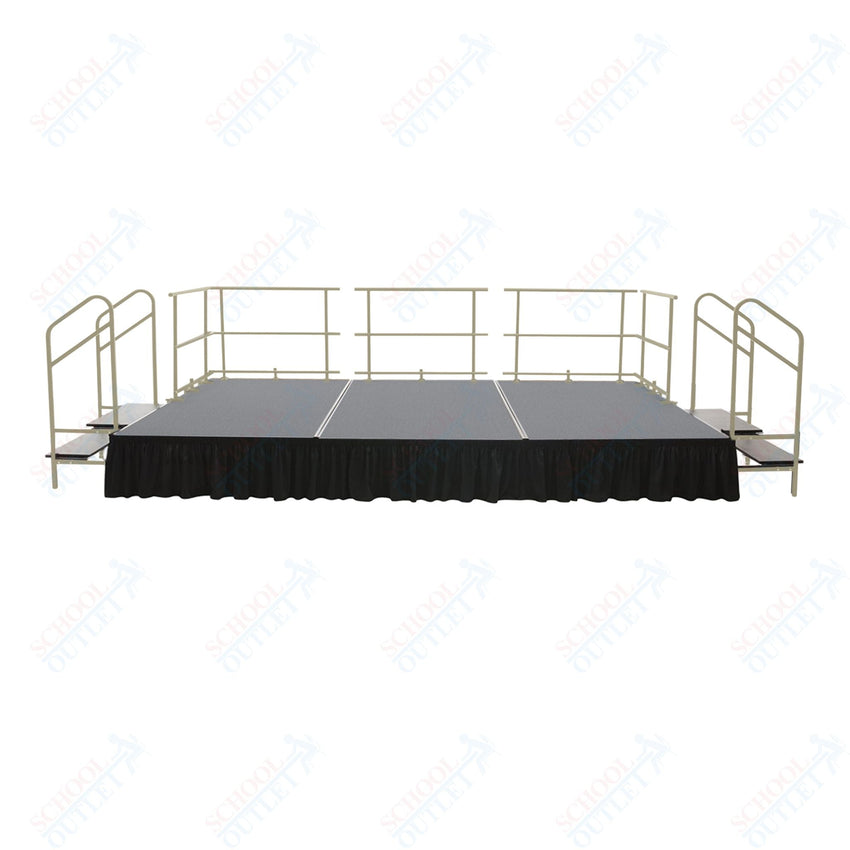 AmTab Adjustable Height Stage Set - Polypropylene Top - 12'W x 32'L x 1.5 - 2'H (144"W x 384"L x Adjustable 16" to 24"H) (AmTab AMT - STAS123224P) - SchoolOutlet