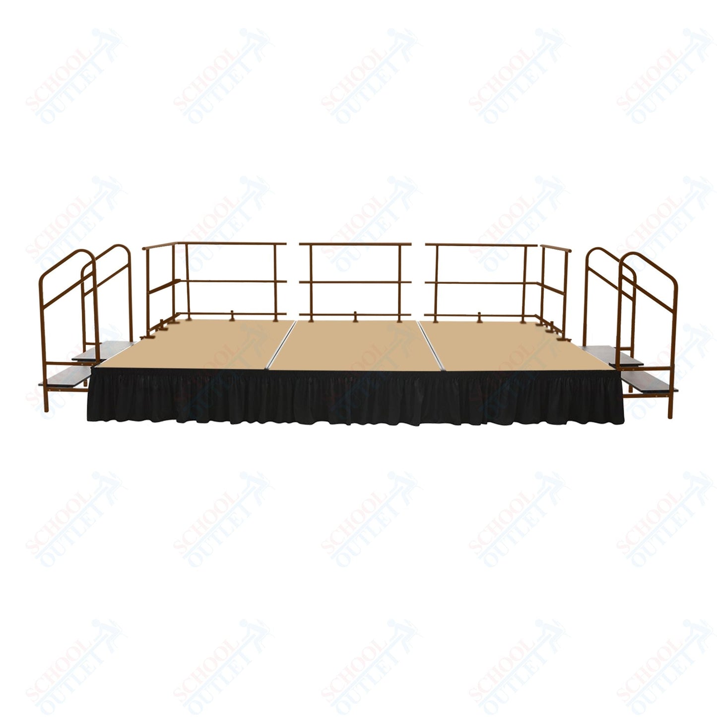 AmTab Adjustable Height Stage Set - Carpet Top - 16'W x 24'L x 1.5 - 2'H (192"W x 288"L x Adjustable 16" to 24"H) (AmTab AMT - STAS162424C) - SchoolOutlet