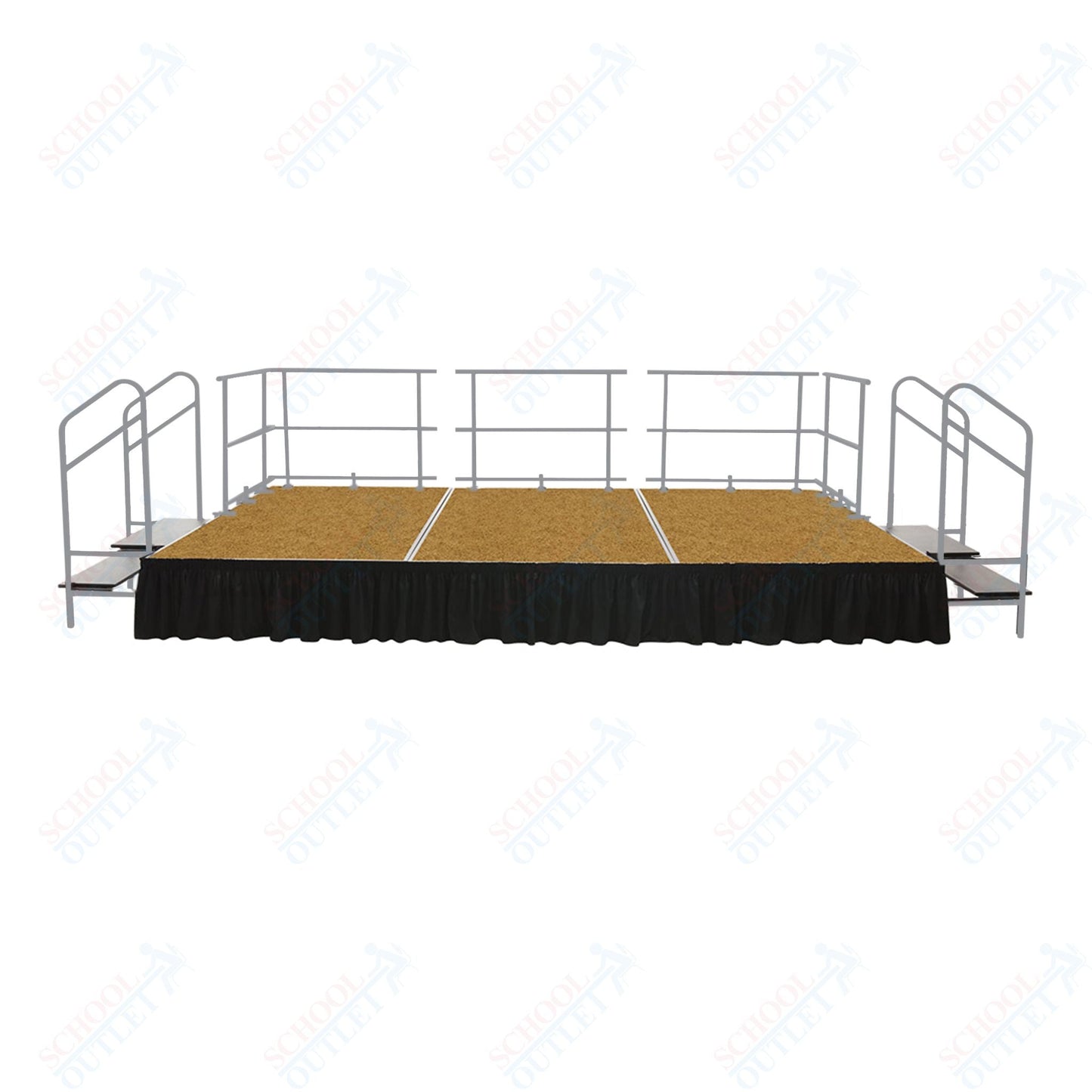 AmTab Adjustable Height Stage Set - Hardboard Top - 16'W x 24'L x 1.5 - 2'H (192"W x 288"L x Adjustable 16" to 24"H) (AmTab AMT - STAS162424H) - SchoolOutlet