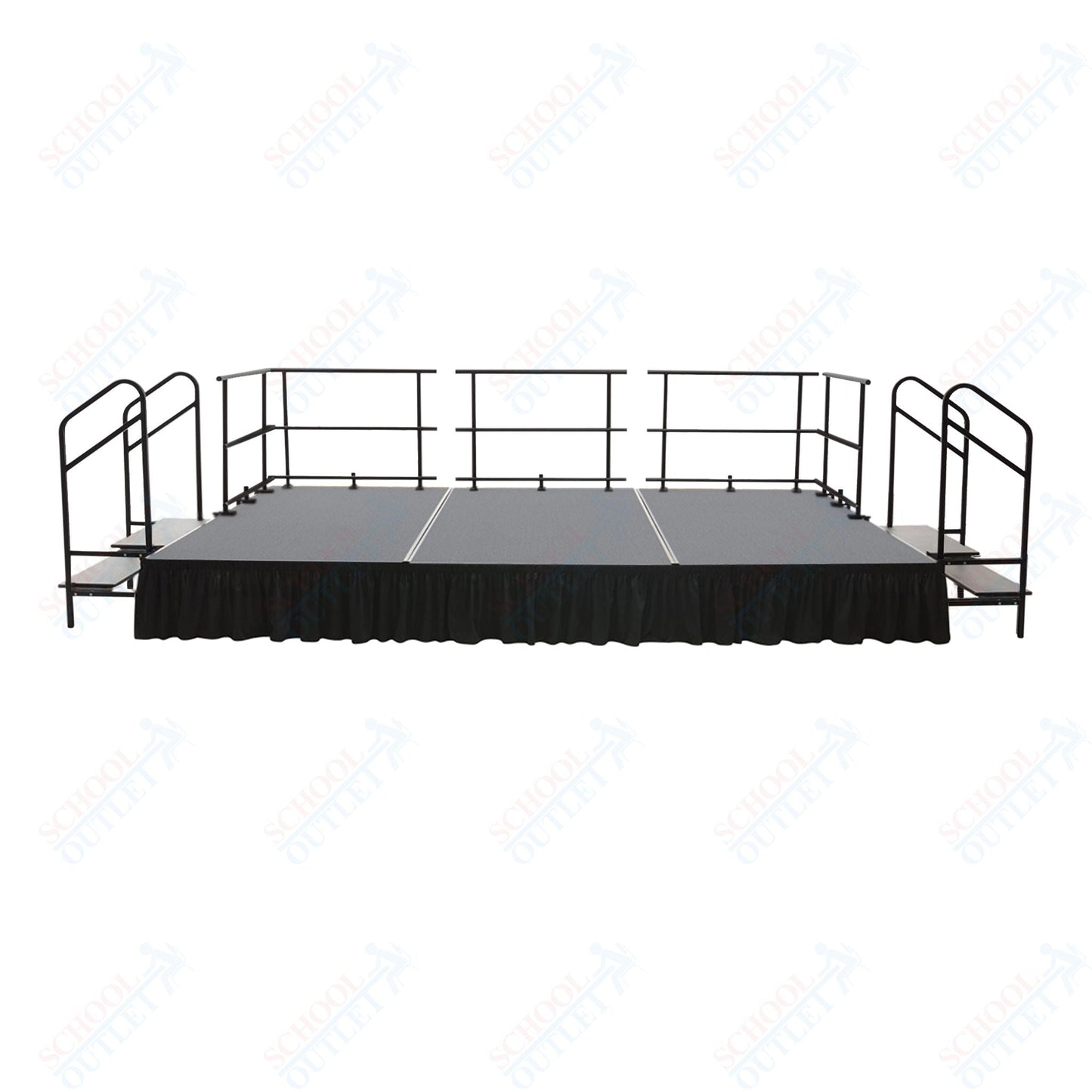 AmTab Adjustable Height Stage Set - Polypropylene Top - 16'W x 24'L x 1.5 - 2'H (192"W x 288"L x Adjustable 16" to 24"H) (AmTab AMT - STAS162424P) - SchoolOutlet