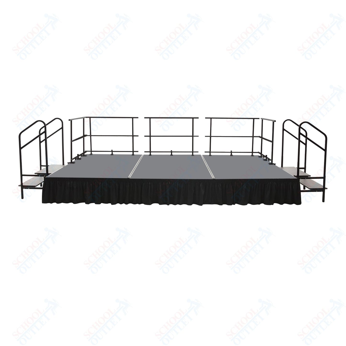 AmTab Adjustable Height Stage Set - Carpet Top - 16'W x 32'L x 1.5 - 2'H (192"W x 384"L x Adjustable 16" to 24"H) (AmTab AMT - STAS163224C) - SchoolOutlet