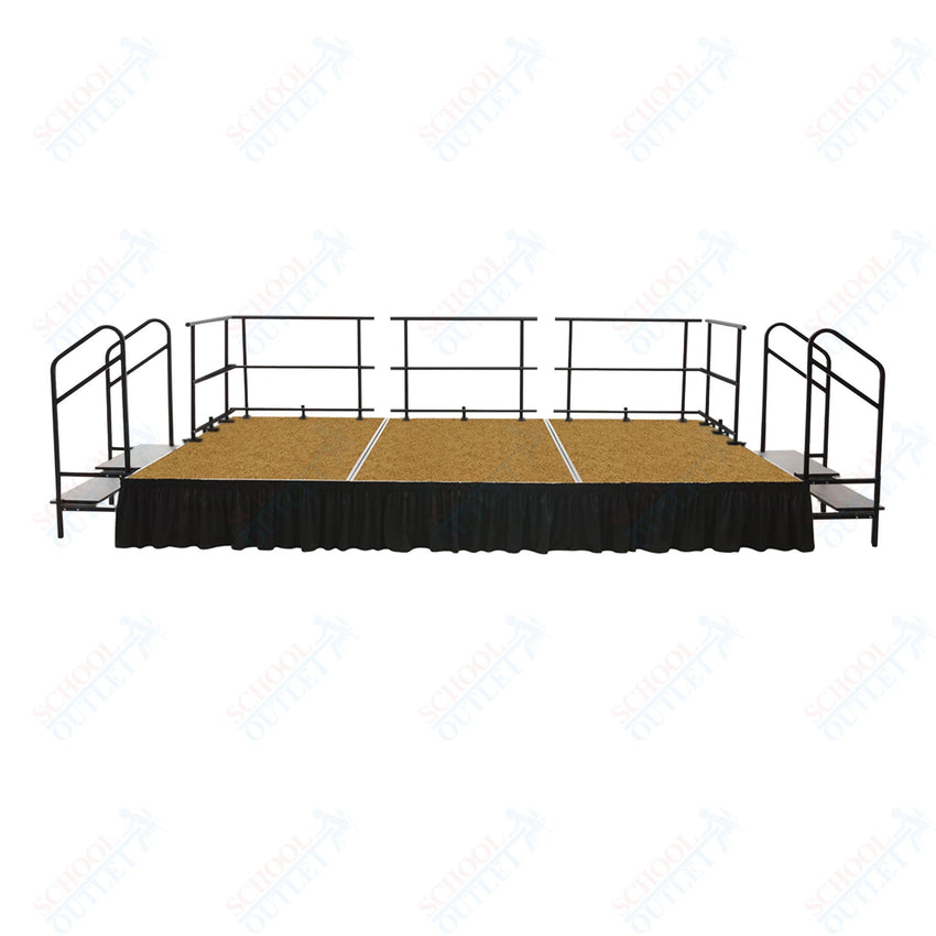 AmTab Adjustable Height Stage Set - Hardboard Top - 16'W x 32'L x 1.5 - 2'H (192"W x 384"L x Adjustable 16" to 24"H) (AmTab AMT - STAS163224H) - SchoolOutlet