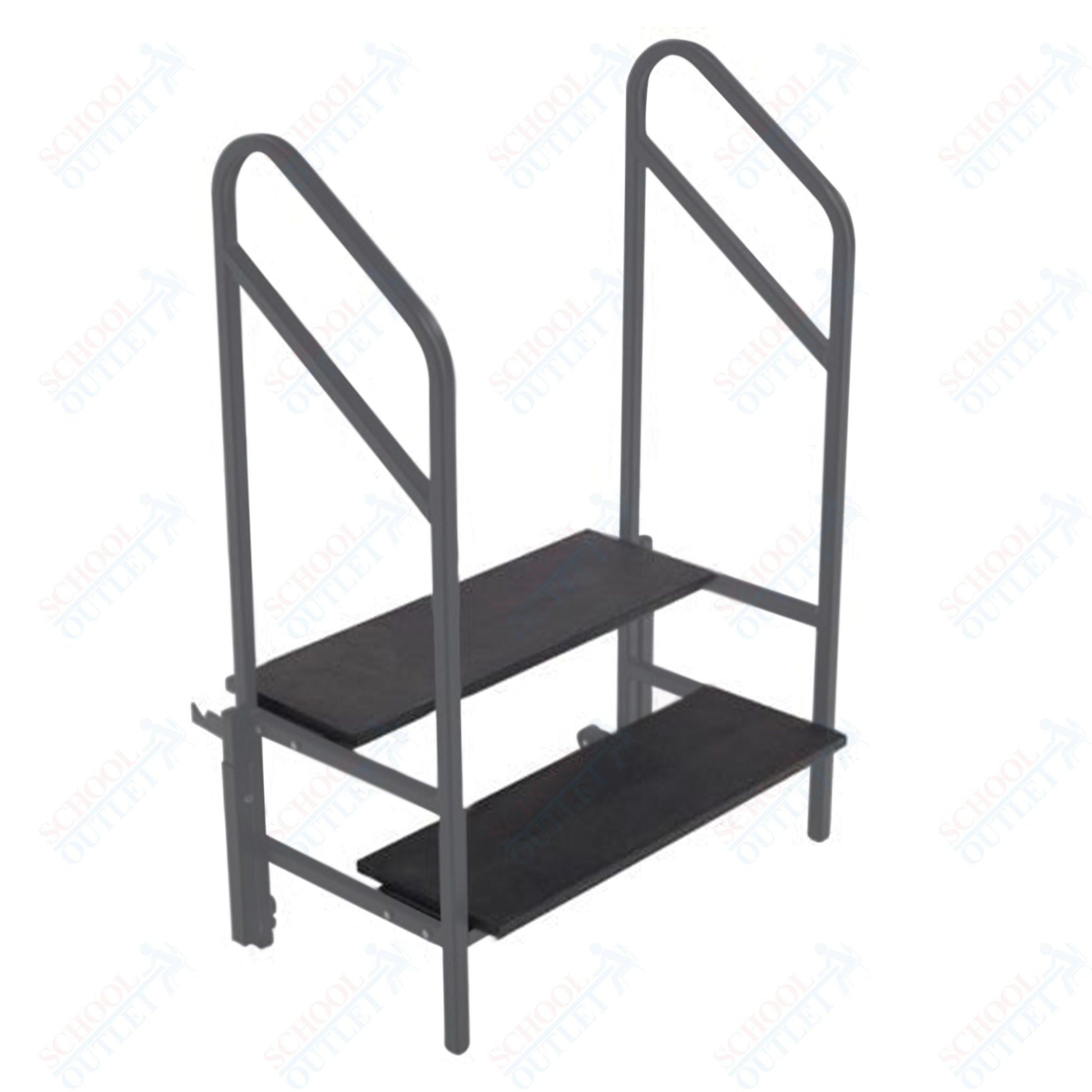 AmTab Two Steps with Handrails (8"H + 16"H Steps) - 36"W x 30"L x 55"H (AmTab AMT - STP2) - SchoolOutlet