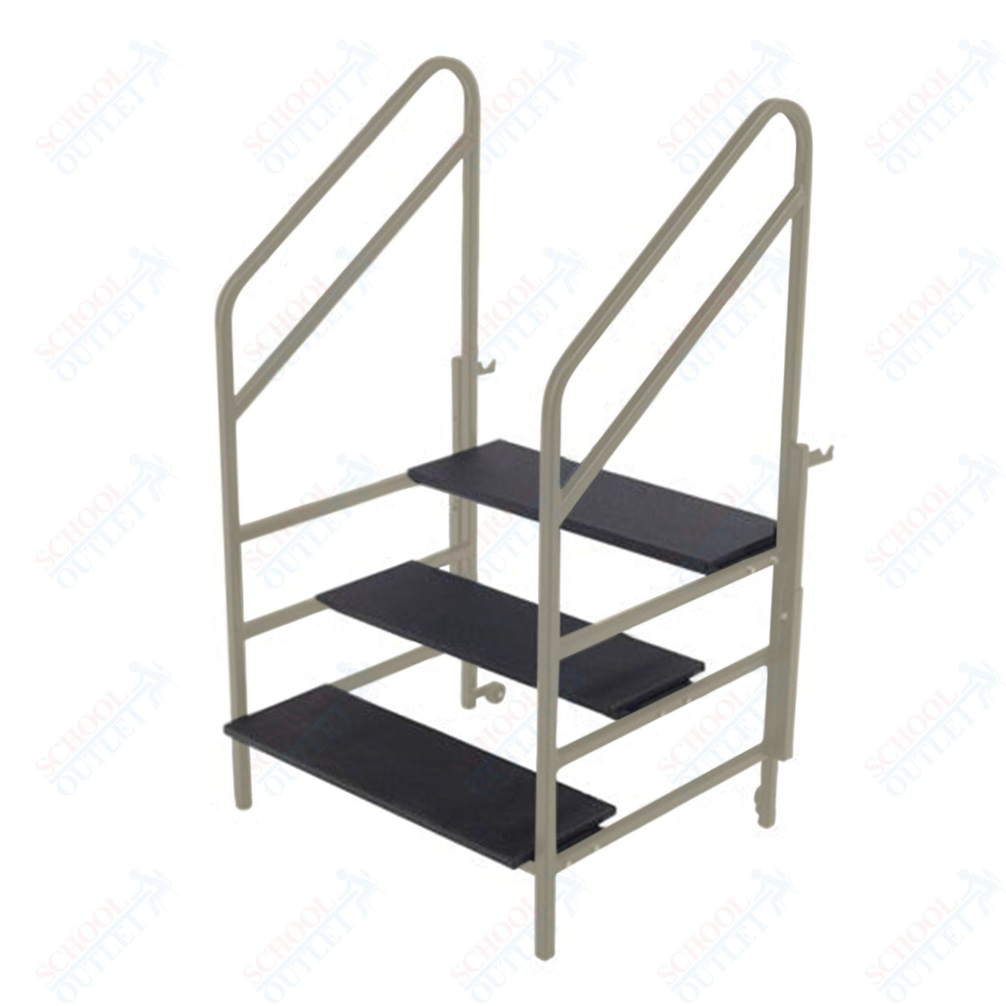 AmTab Three Steps with Handrails (8"H + 16"H + 24"H Steps) - 36"W x 45"L x 63"H (AmTab AMT - STP3) - SchoolOutlet