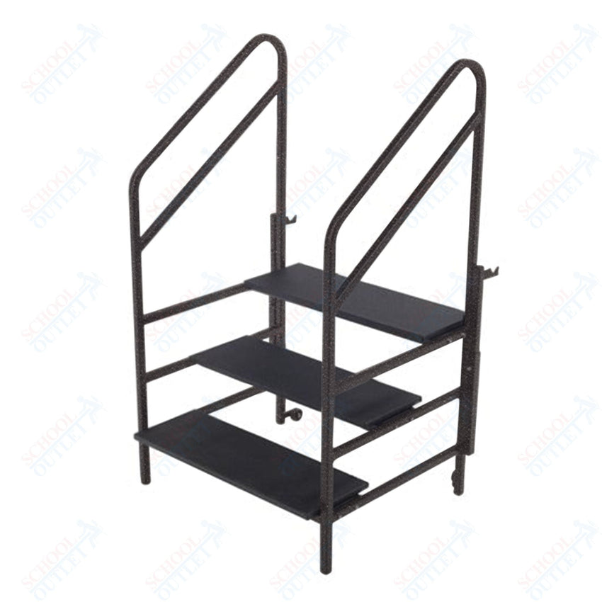 AmTab Three Steps with Handrails (8"H + 16"H + 24"H Steps) - 36"W x 45"L x 63"H (AmTab AMT - STP3) - SchoolOutlet