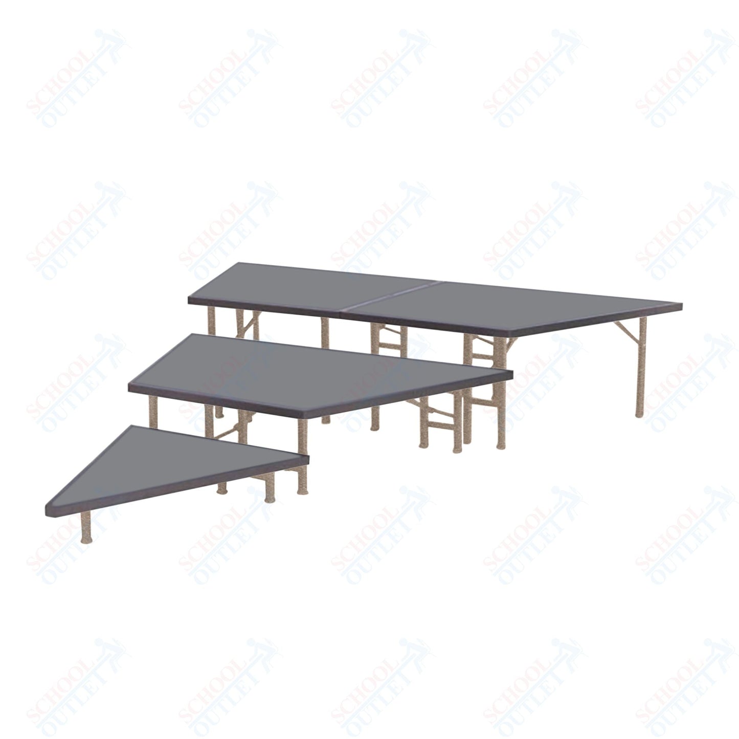 AmTab Pie Shaped Riser - Polypropylene Top - 48"W x 24"H (3 Levels) (AmTab AMT - STP483P) - SchoolOutlet