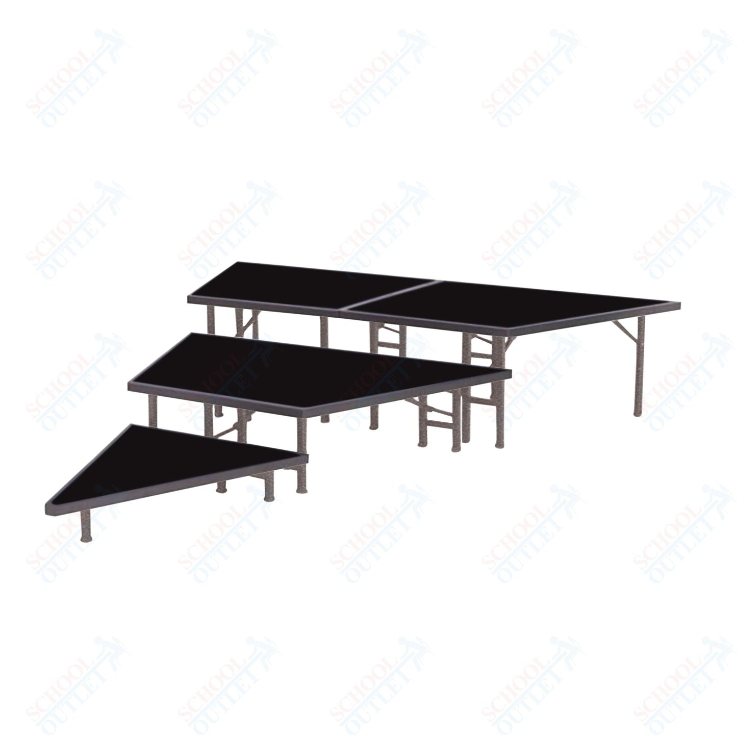 AmTab Pie Shaped Riser - Polypropylene Top - 48"W x 24"H (3 Levels) (AmTab AMT - STP483P) - SchoolOutlet