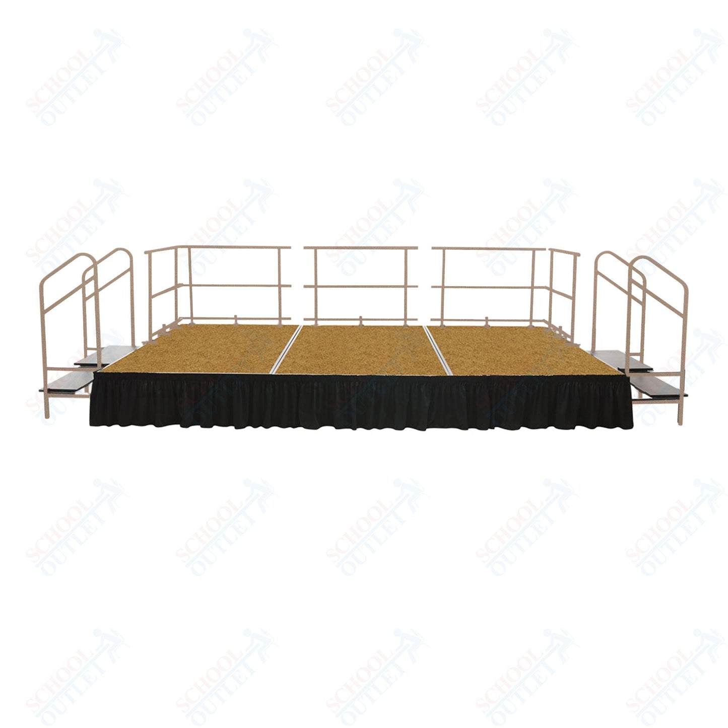 AmTab Fixed Height Stage Set - Hardboard Top - 12'W x 24'L x 2'H (144"W x 288"L x 24"H) (AmTab AMT - STS122424H) - SchoolOutlet