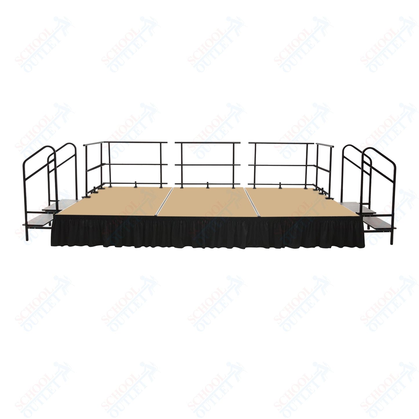 AmTab Fixed Height Stage Set - Carpet Top - 16'W x 32'L x 2'H (192"W x 384"L x 24"H) (AmTab AMT - STS163224C) - SchoolOutlet