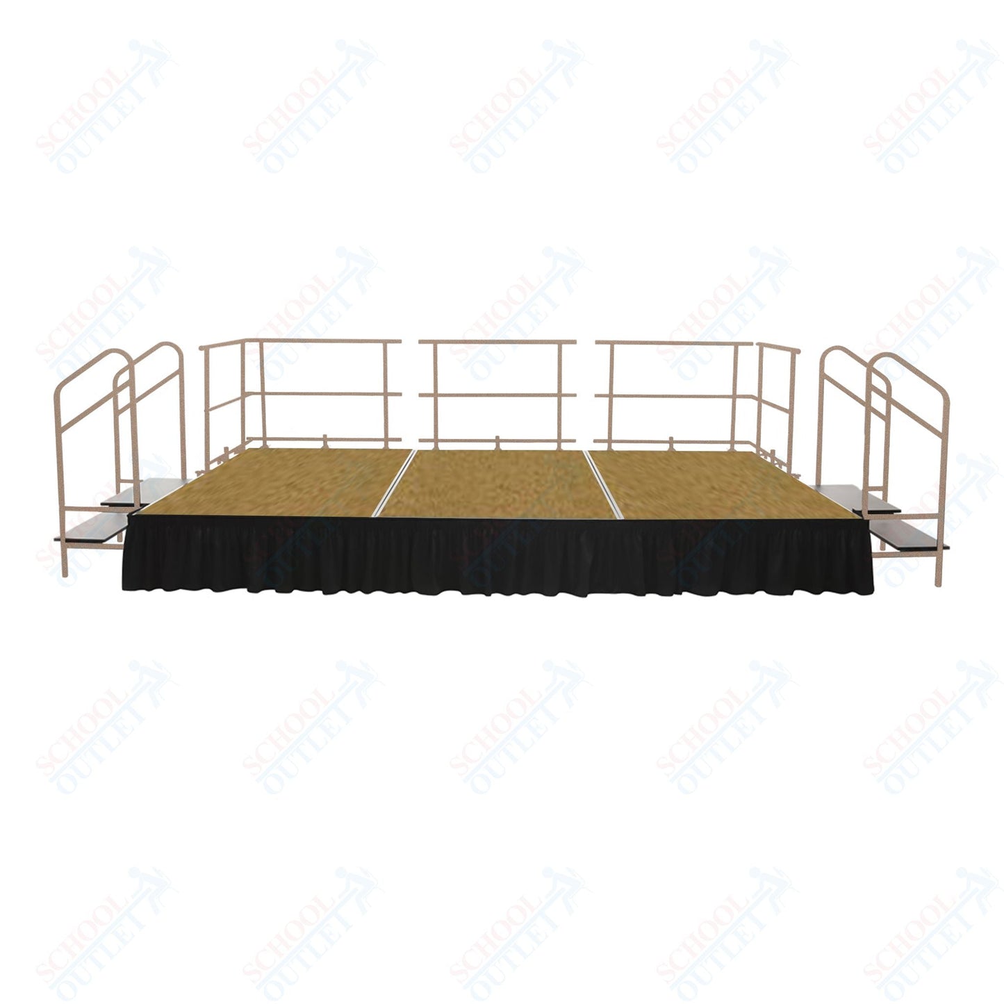 AmTab Fixed Height Stage Set - Hardboard Top - 16'W x 32'L x 2'H (192"W x 384"L x 24"H) (AmTab AMT - STS163224H) - SchoolOutlet