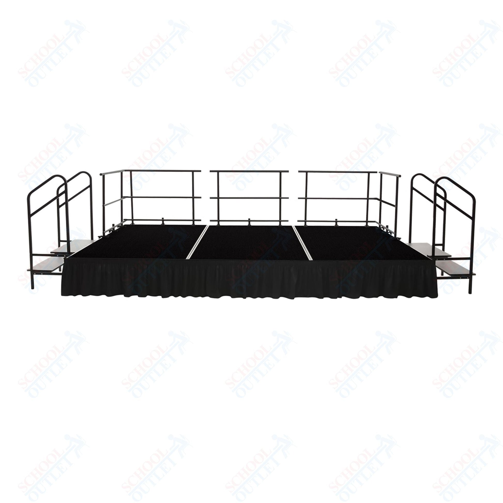 AmTab Fixed Height Stage Set - Polypropylene Top - 16'W x 32'L x 2'H (192"W x 384"L x 24"H) (AmTab AMT - STS163224P) - SchoolOutlet