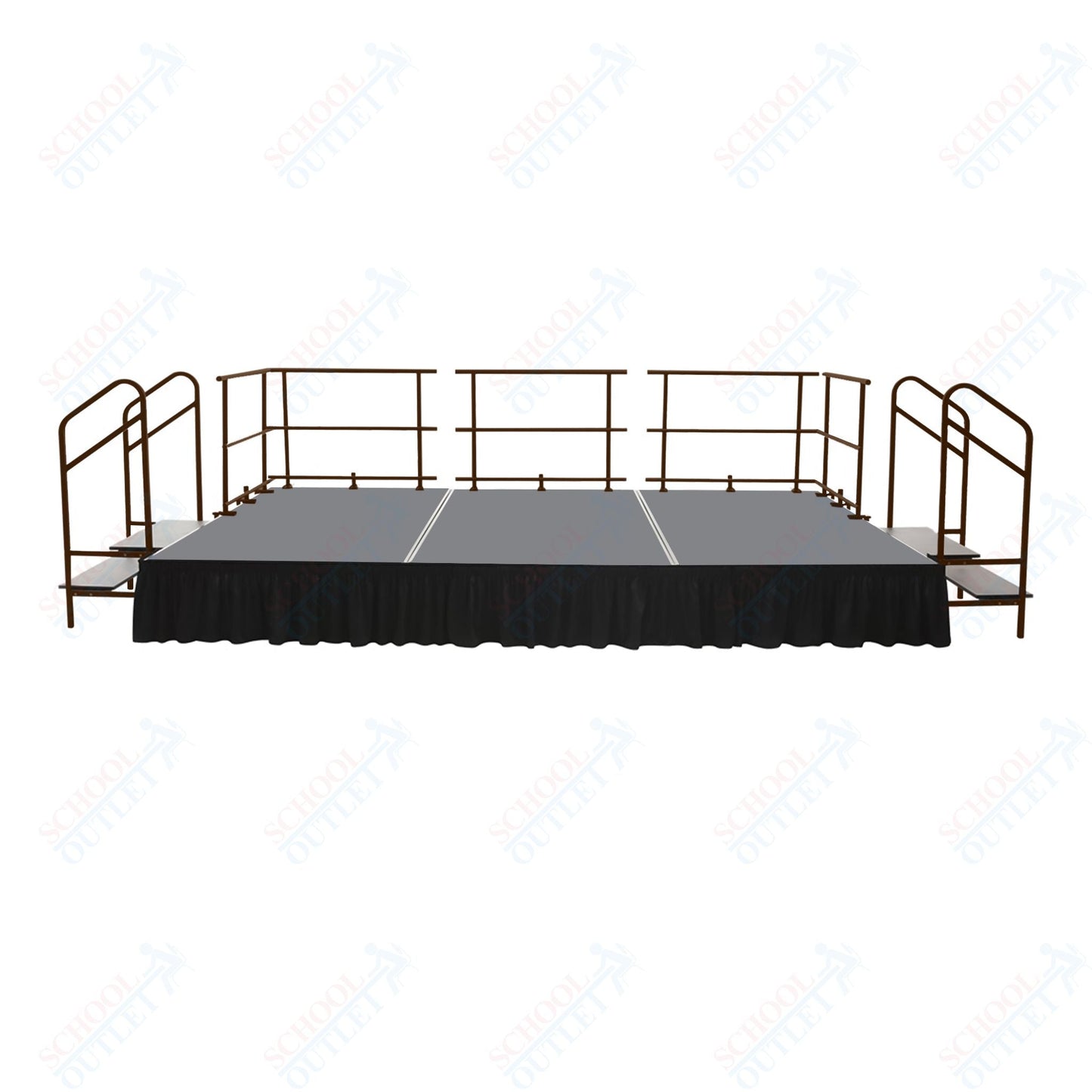 AmTab Fixed Height Stage Set - Polypropylene Top - 16'W x 32'L x 2'H (192"W x 384"L x 24"H) (AmTab AMT - STS163224P) - SchoolOutlet
