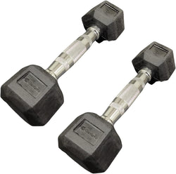 Bintiva Rubber Coated Hexagon Dumbbells - Set of 2