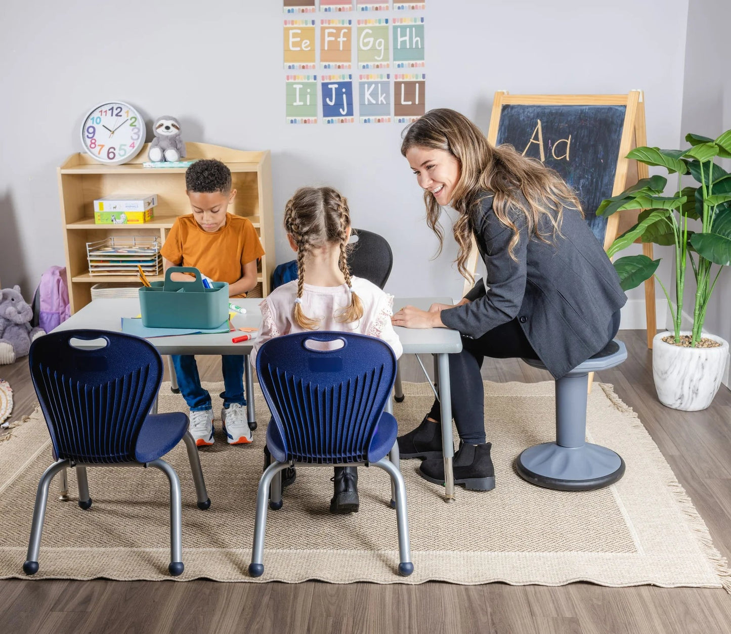 Bintiva ZUUL Stackable Chair Series - School Chair 16" Height with Self Level Glides - SchoolOutlet