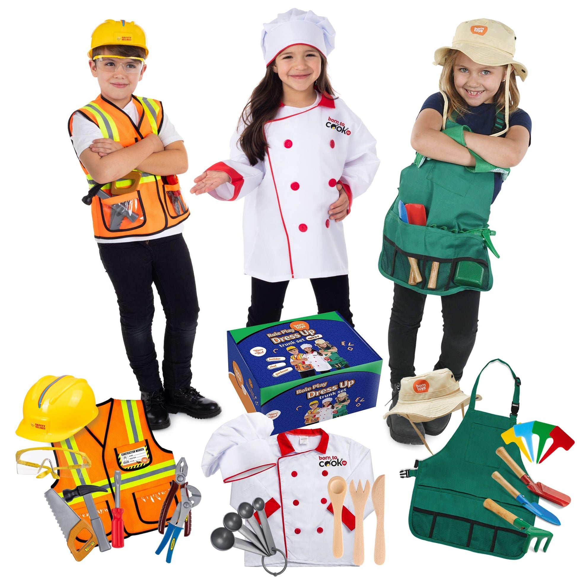 Bintiva Dress Up Trunk: Worker - Chef - Garden - SchoolOutlet