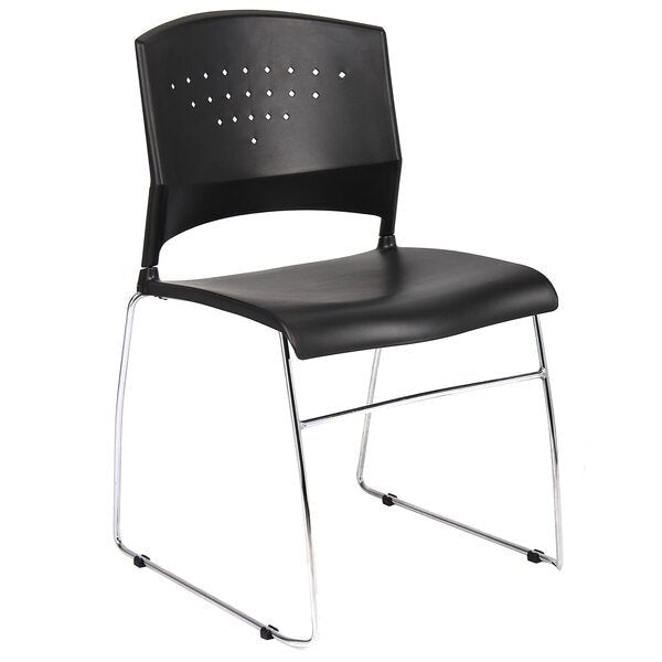 Boss Black Stack Chair With Chrome Frame - 1Pc Pack, Black (B1400 - 1) - SchoolOutlet