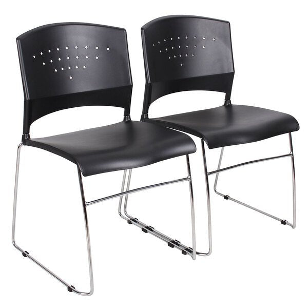 Boss Black Stack Chair With Chrome Frame - 2 Pcs Pack, Black (B1400 - 2) - SchoolOutlet
