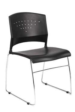 Boss Black Stack Chair With Chrome Frame - 2 Pcs Pack, Black (B1400-2)