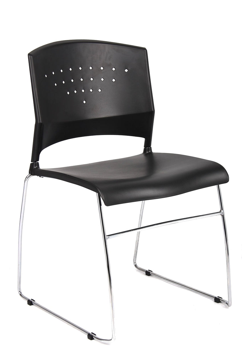 Boss Black Stack Chair With Chrome Frame - 4 Pcs Pack, Black (B1400 - 4) - SchoolOutlet