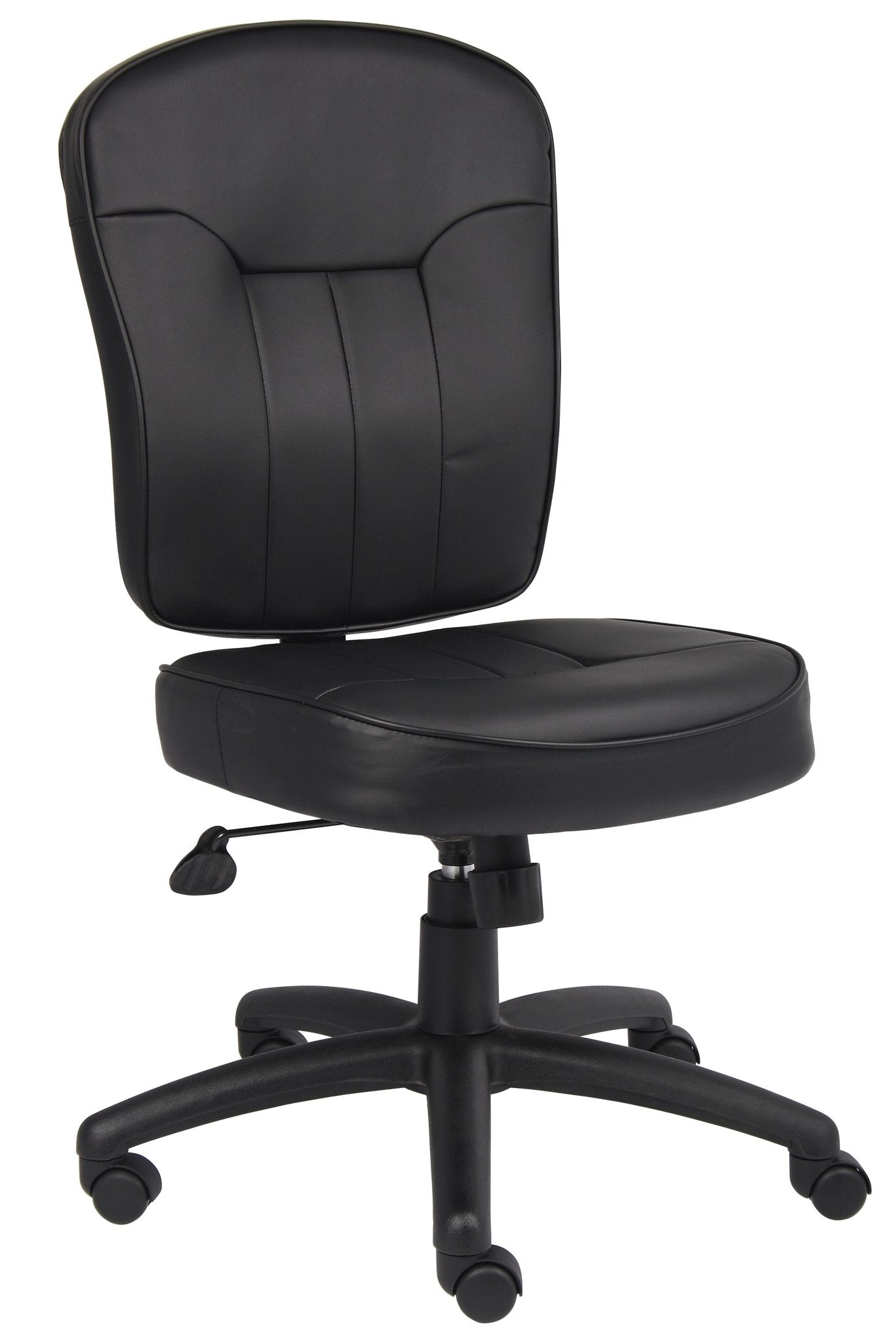 Boss LeatherPlus Mid - Back Task Chair, Black (B1560) - SchoolOutlet