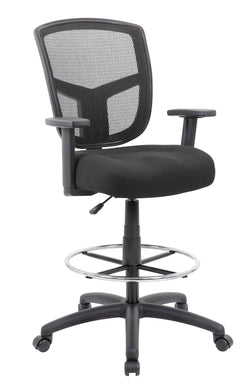 Boss Contract Drafting Stool with Footring and Adjustable Arms, Black (B16021)