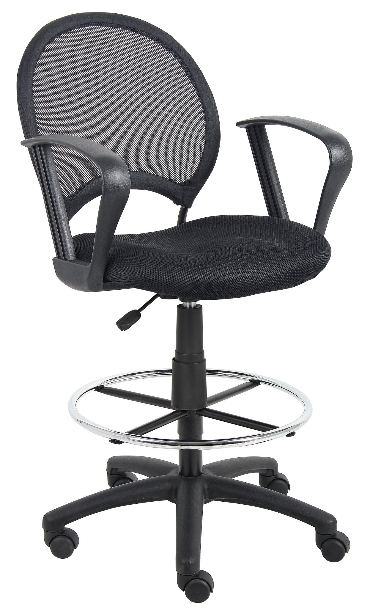 Boss Mesh Drafting Stool with Loop Arms, Black (B16217) - SchoolOutlet