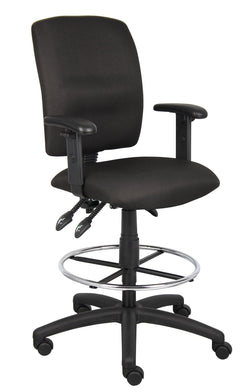Boss Multi-Function Fabric Drafting Stool with Adjustable Arms, Black (B1636)