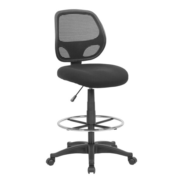 Boss Mesh / Fabric Drafting Stool with Footring, Black (B16605) - SchoolOutlet