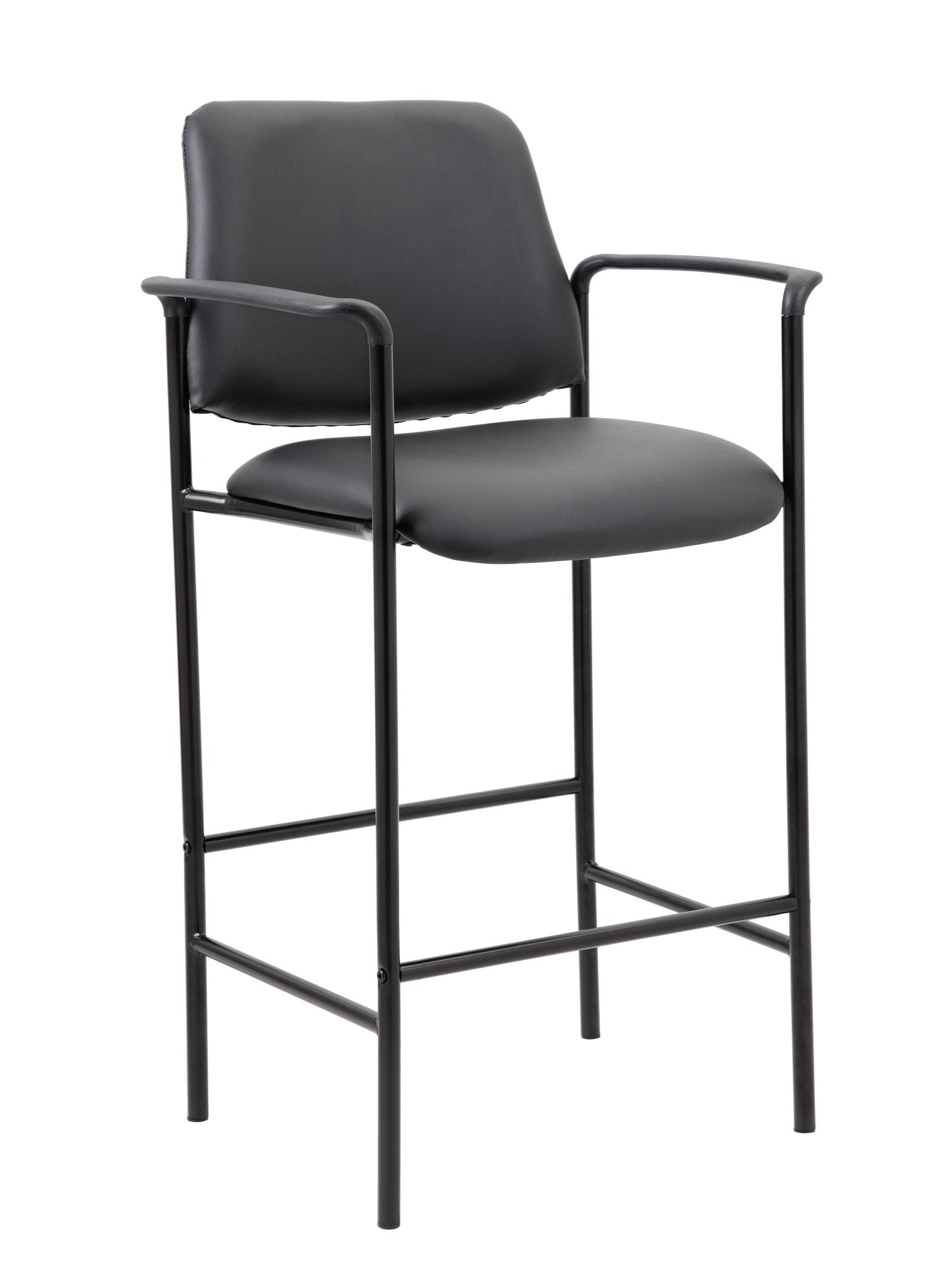 Boss Caressoft Vinyl Counter Stool with Fixed Arms, Black (B169503) - SchoolOutlet