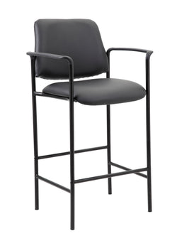 Boss Caressoft Vinyl Counter Stool with Fixed Arms, Black (B169503)