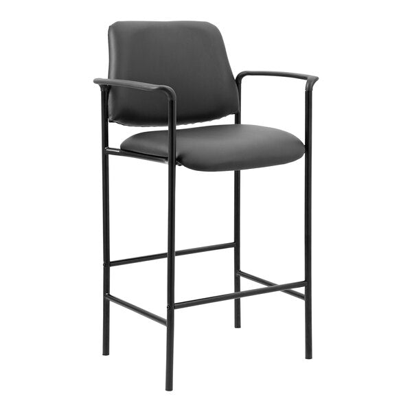 Boss Caressoft Vinyl Counter Stool with Fixed Arms, Black (B169503) - SchoolOutlet
