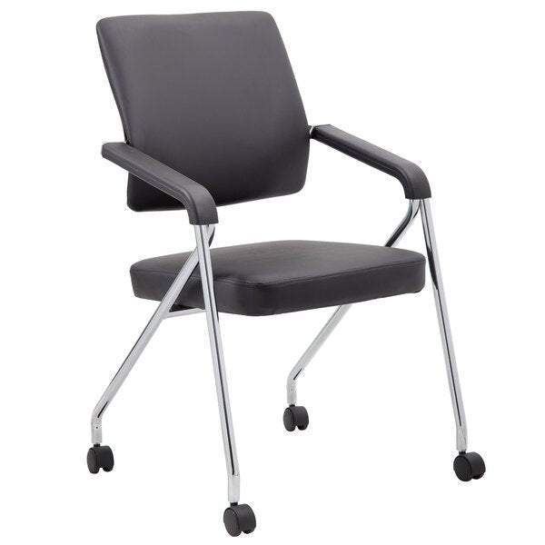 Boss CaressoftPlus Vinyl Training Chair with Chrome Frame, 2/Set, Black (B1800 - 2) - SchoolOutlet