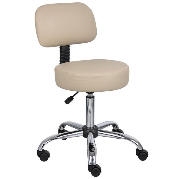 Boss Office Caressoft Medical Professional Adjustable Stool with Back (B245) - SchoolOutlet