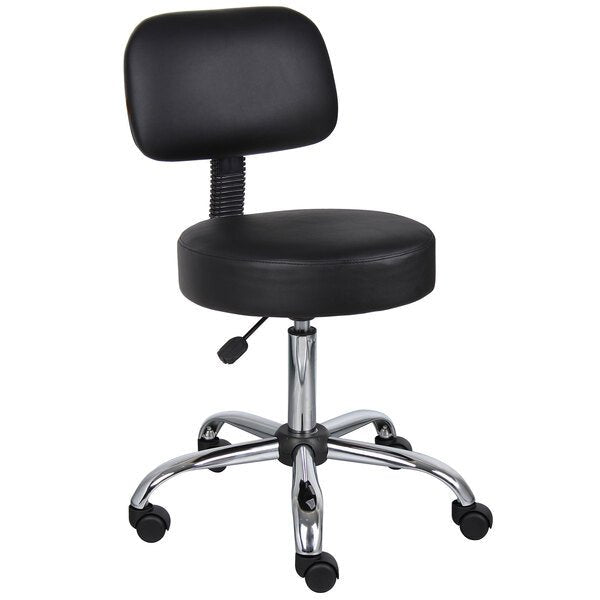 Boss Office Caressoft Medical Professional Adjustable Stool with Back (B245) - SchoolOutlet