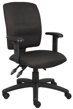Boss Fabric Multi-Function Task Chair with Adjustable Arms, Black (B3036)
