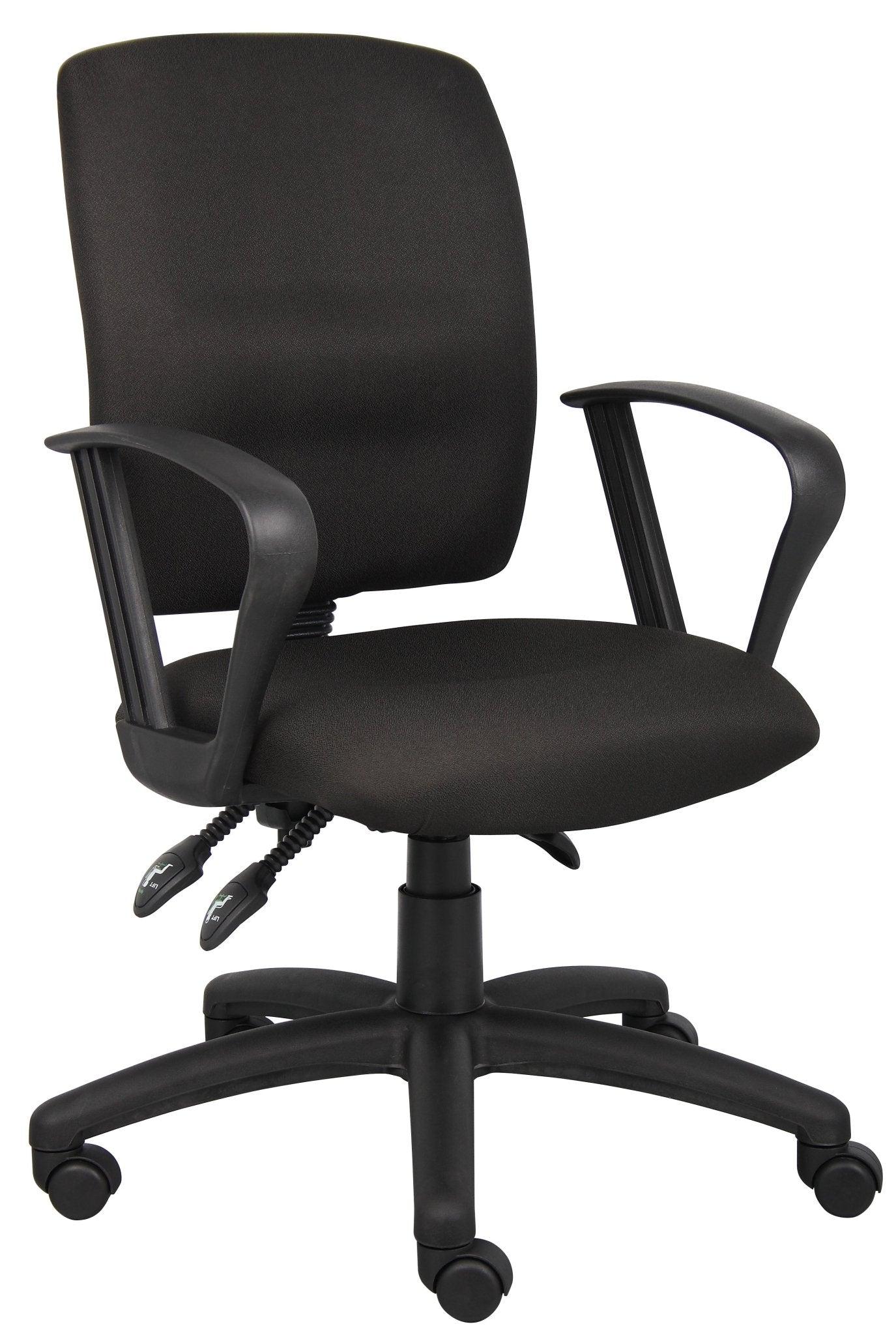Boss Fabric Multi - Function Task Chair with Loop Arms, Black (B3037) - SchoolOutlet