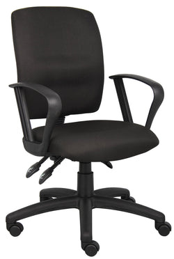 Boss Fabric Multi-Function Task Chair with Loop Arms, Black (B3037)