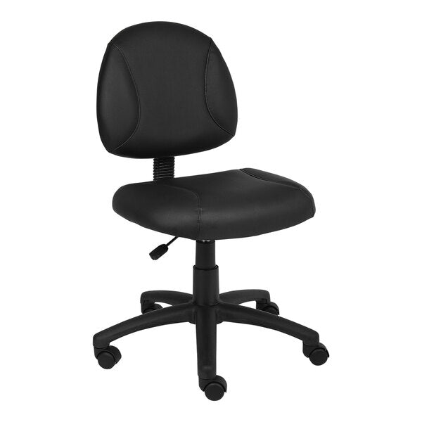 Boss Deluxe Posture LeatherPlus Mid - Back Task Chair, Black (B305) - SchoolOutlet