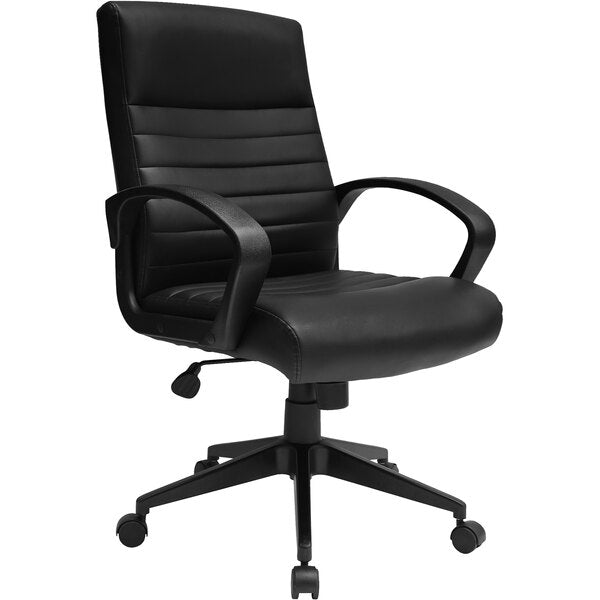 Boss Vinyl Ribbed Task Chair with Casters, Black (B426) - SchoolOutlet