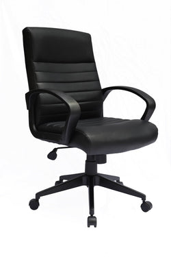 Boss Vinyl Ribbed Task Chair with Casters, Black (B426)