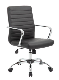 Boss Retro Task Chair with Chrome Fixed Arms, Black (B436C)
