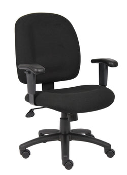 Boss Fabric Task Chair with Adjustable Arms, Black (B495)