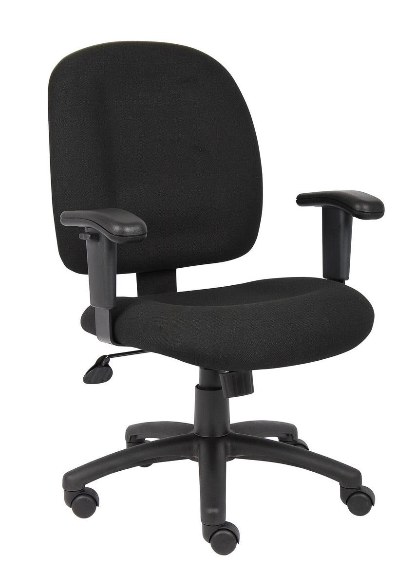 Boss Fabric Task Chair with Adjustable Arms, Black (B495) - SchoolOutlet